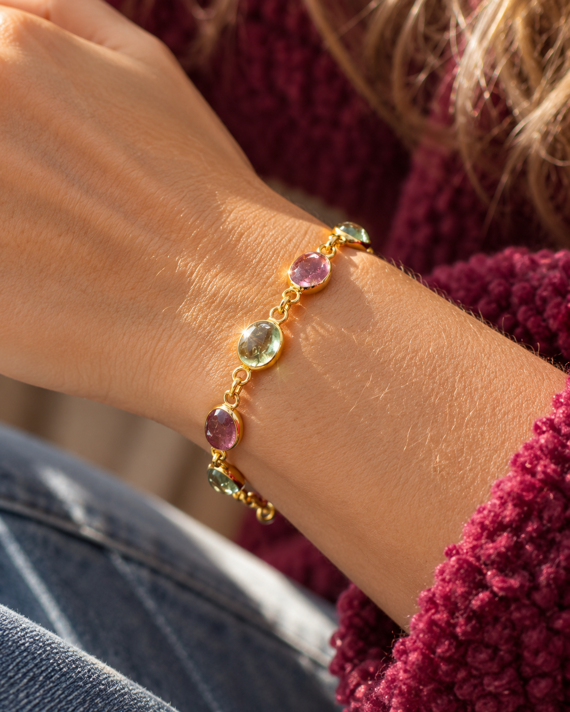 Exklusives Turmalin Armband – Vergoldetes 925 Sterling Silber