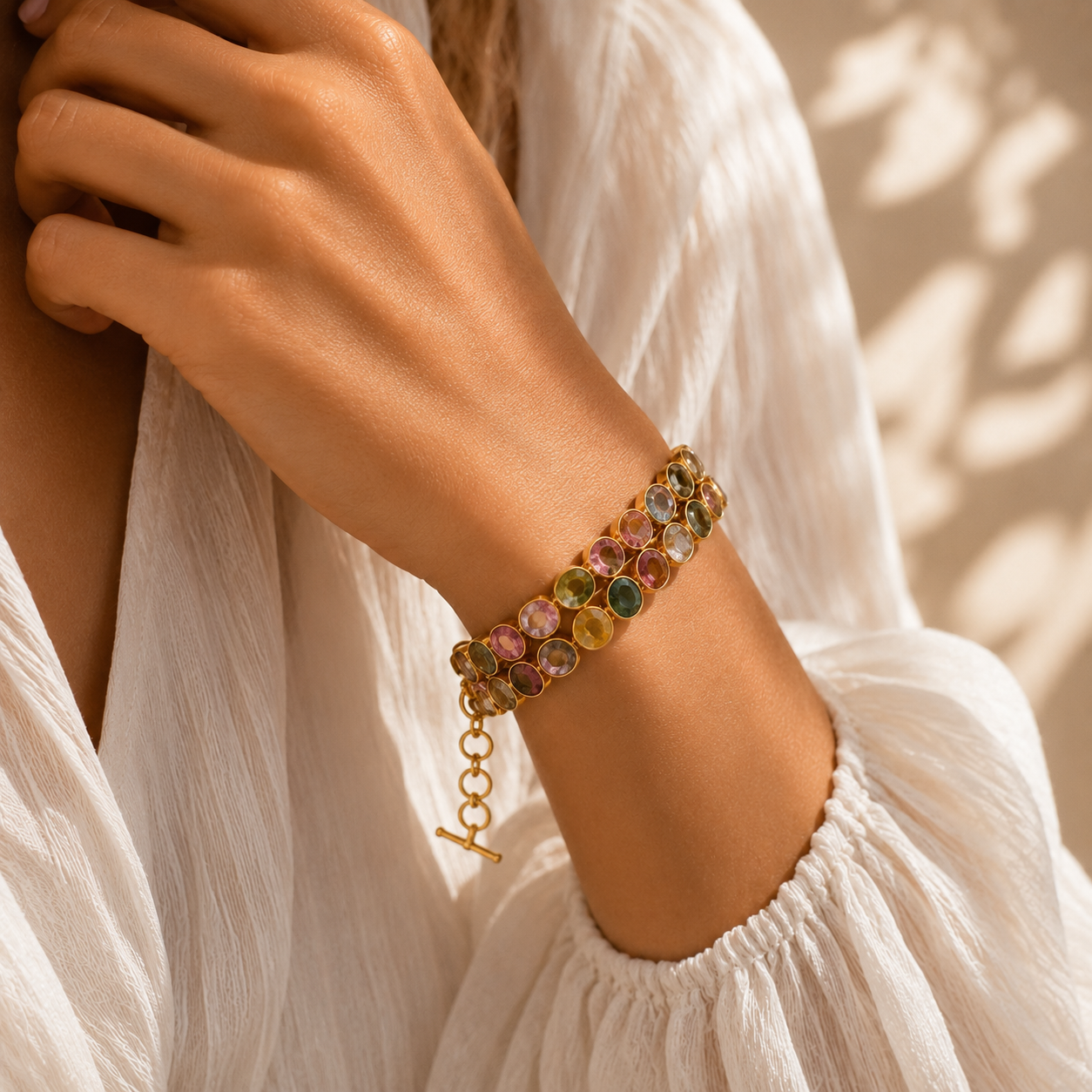 Vergoldetes Turmalin Armband aus 925 Sterling Silber