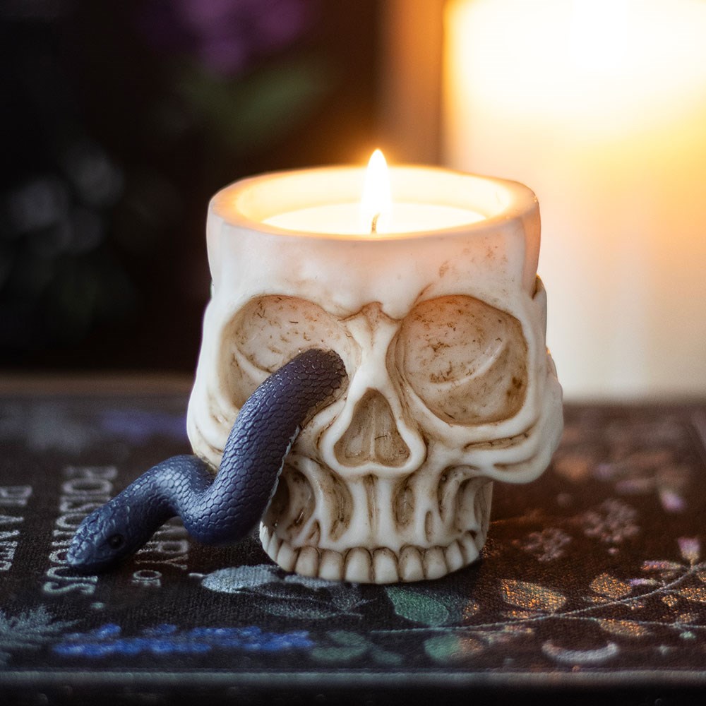 Totenkopf mit Schlange Teelichthalter