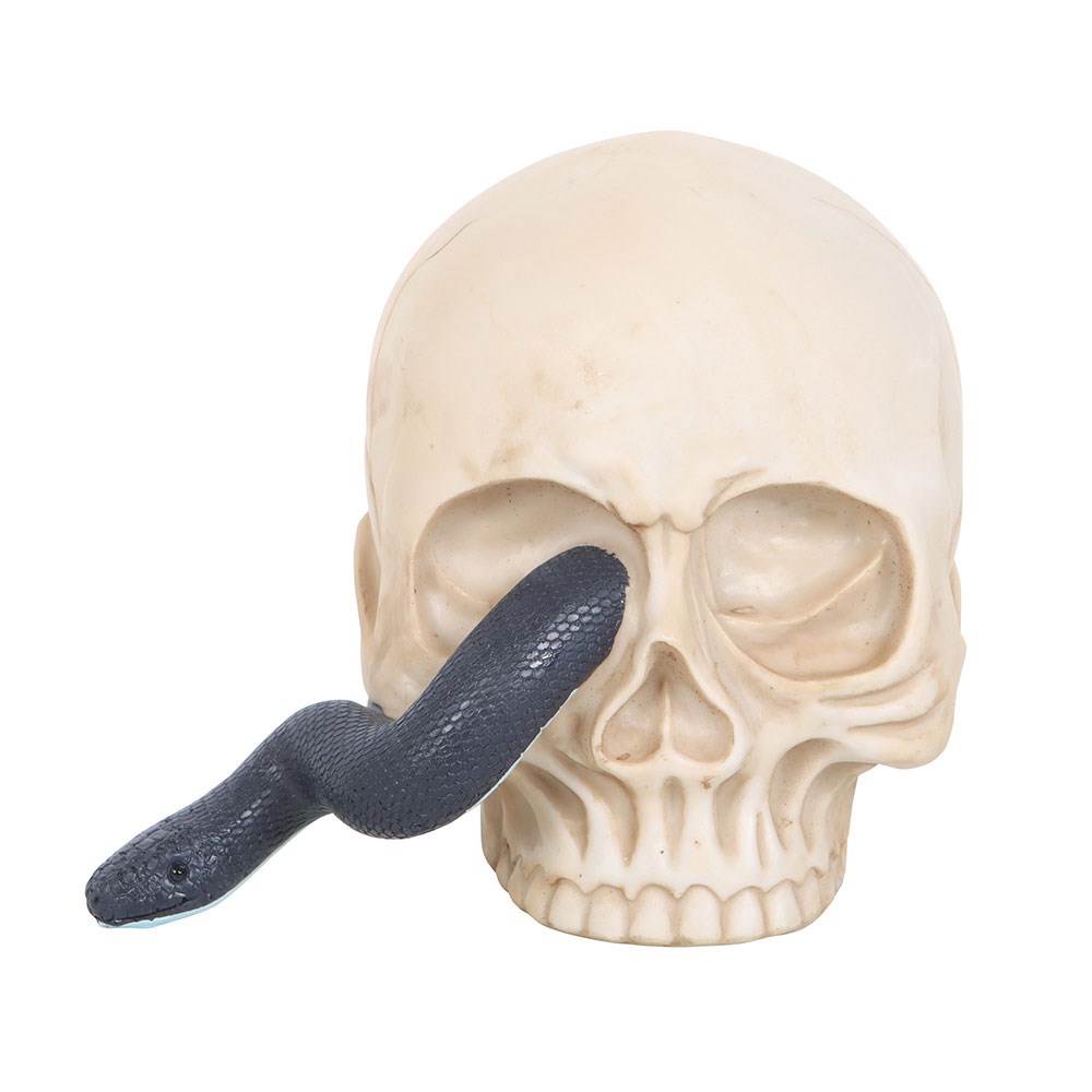 Totenkopf mit Schlange Skulptur