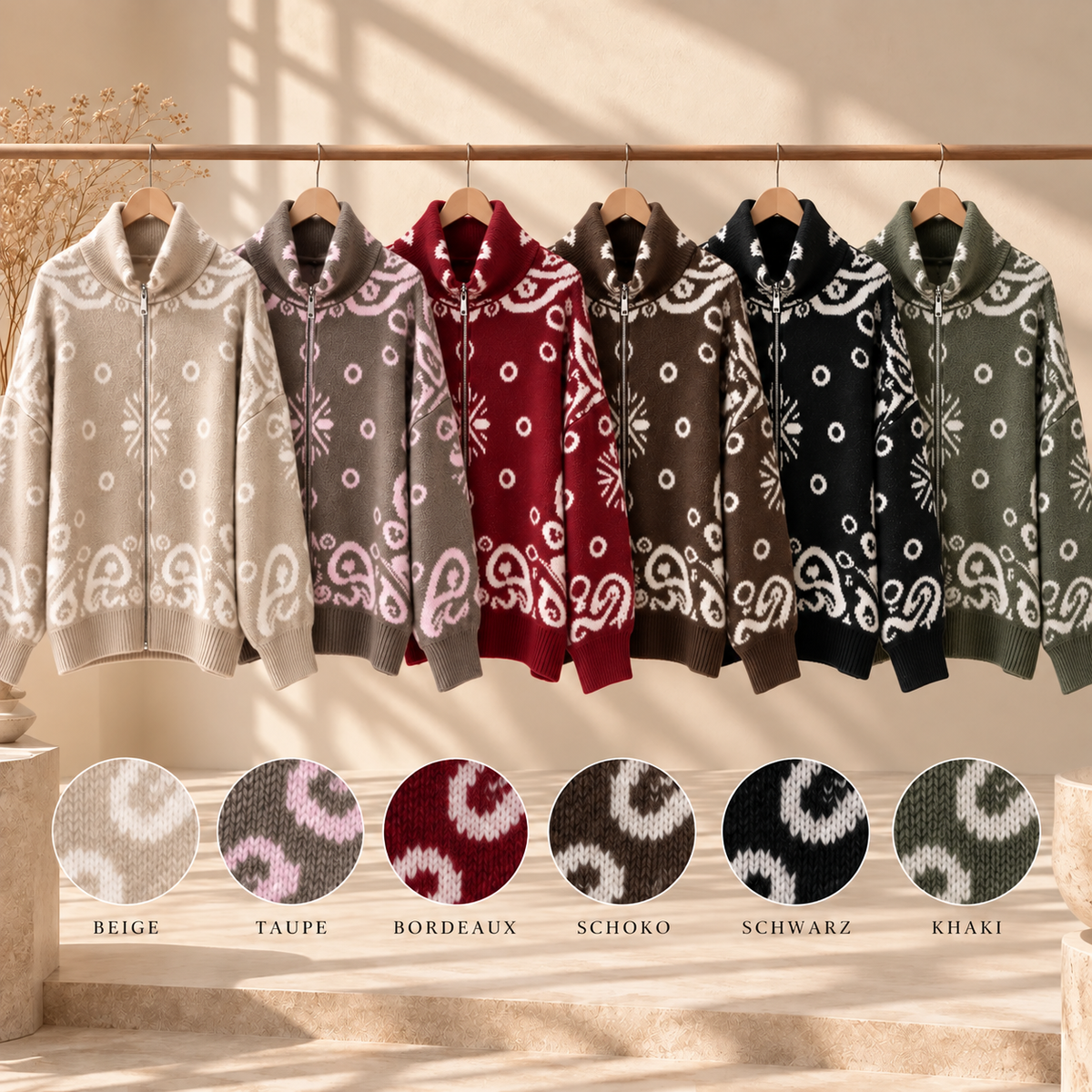 Paisley Zipper Cardigan
