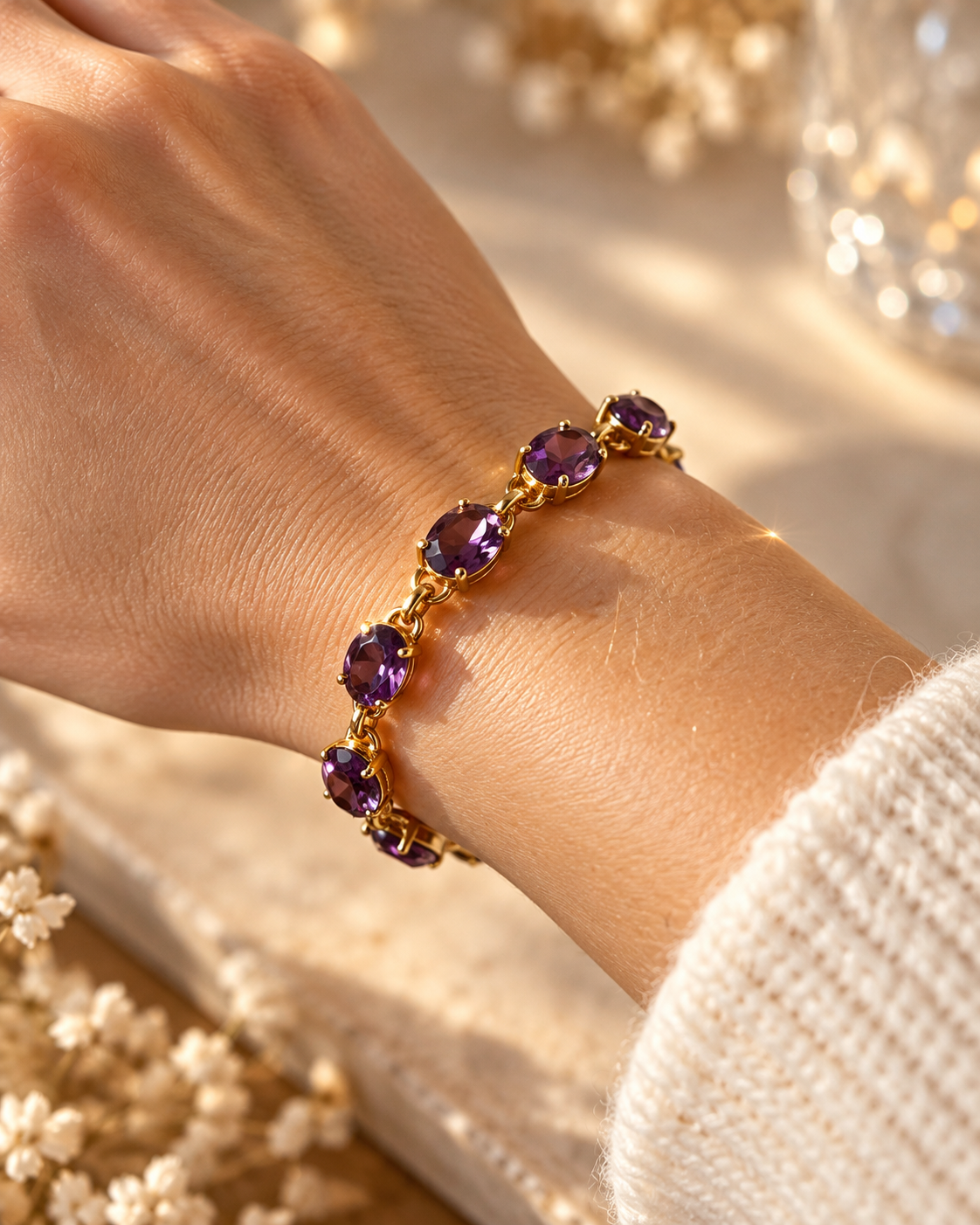 Amethyst Armband – Vergoldetes 925 Sterling Silber