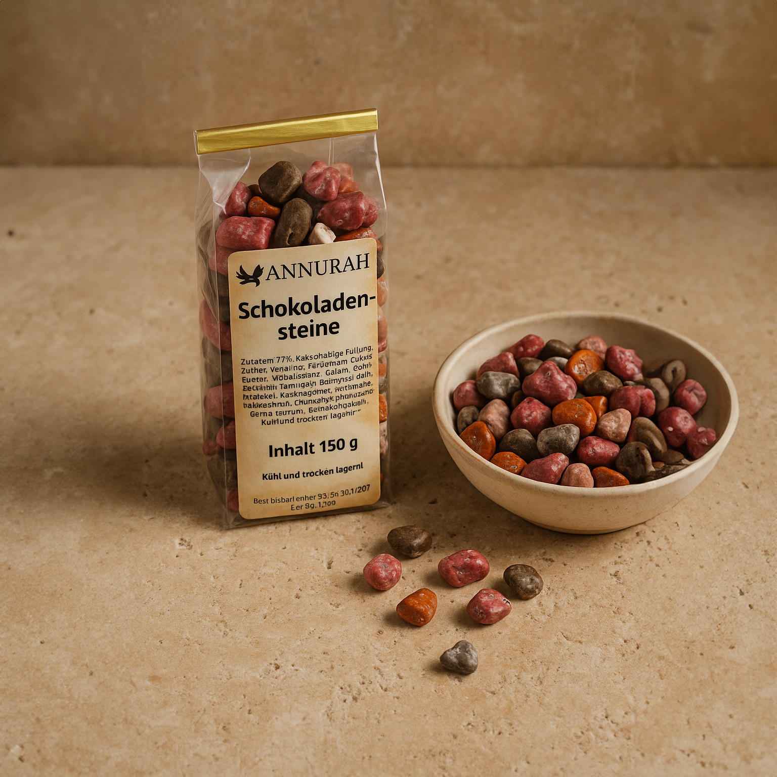 Annurah Schokoladen-Steine | Fantasie-Steine mit Kakao-Geschmack | 150 g