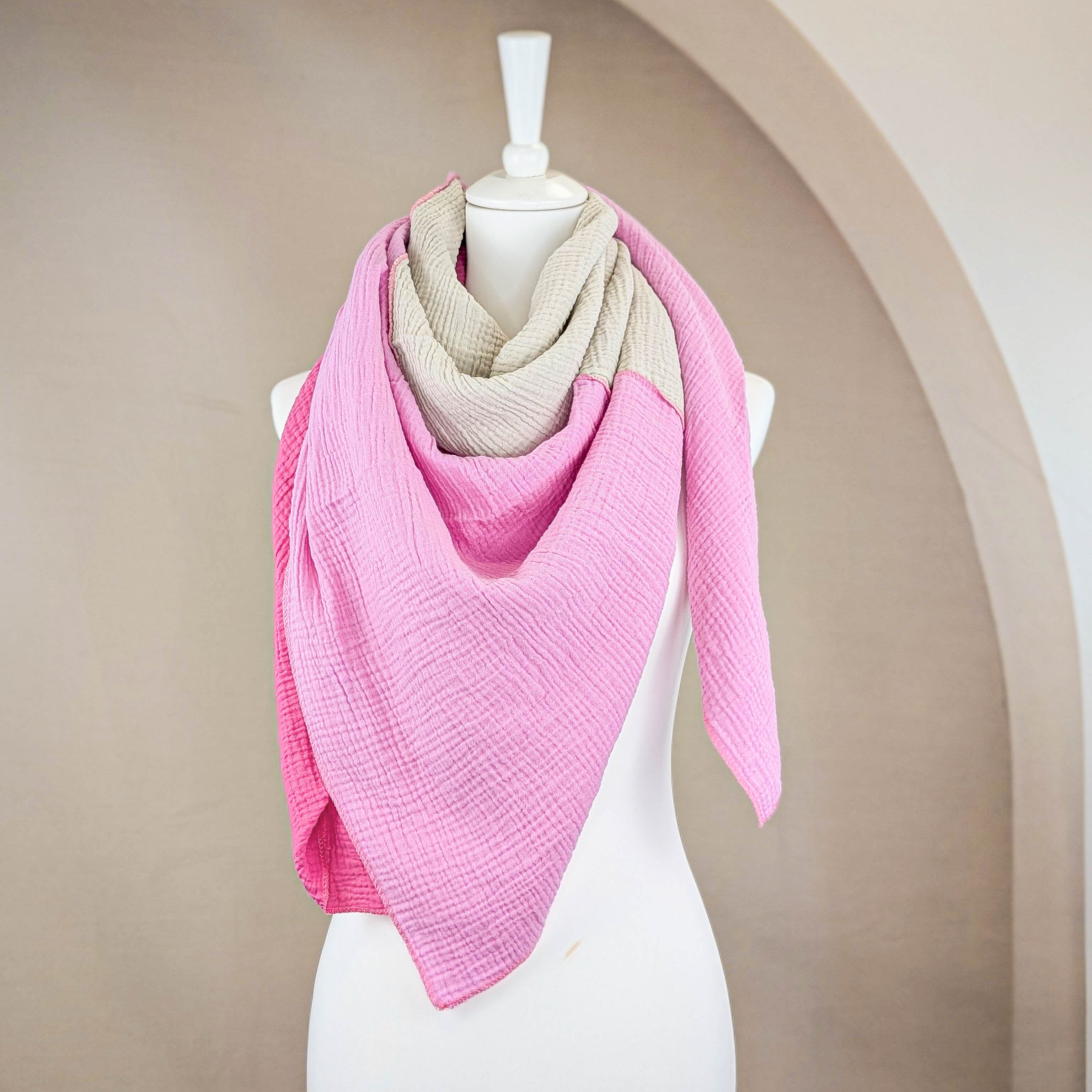 Musselin Tuch XXL - Patchwork Pink Beige