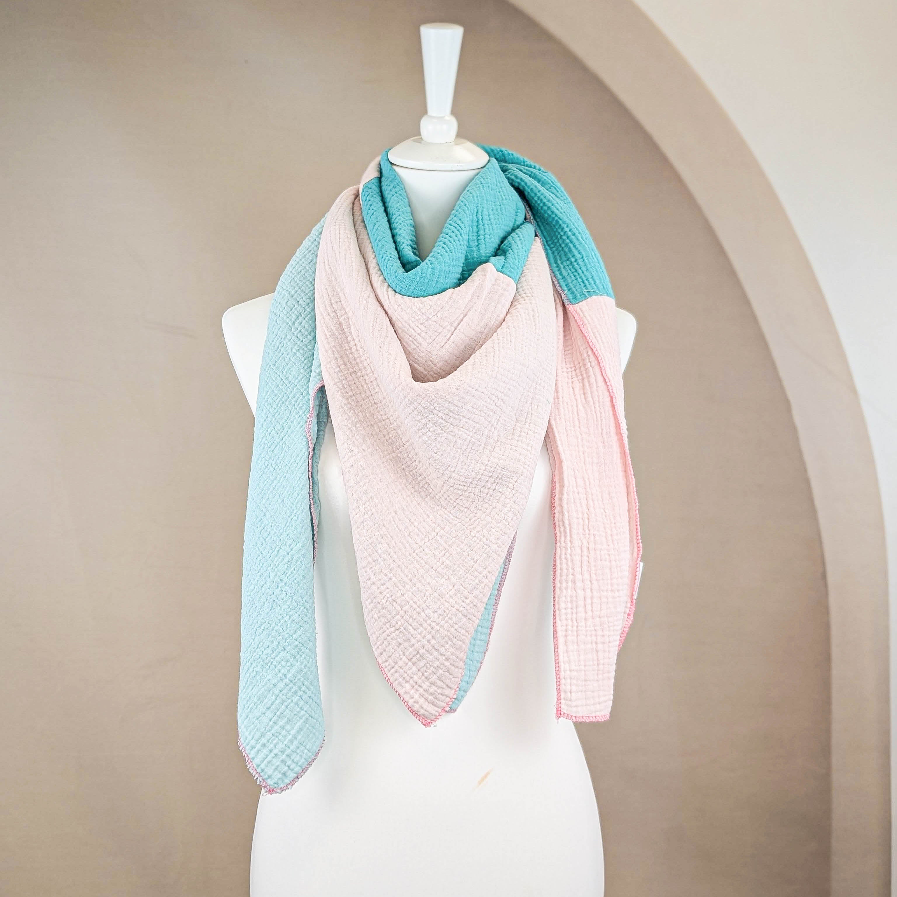 Musselin Tuch XXL - Patchwork Türkis