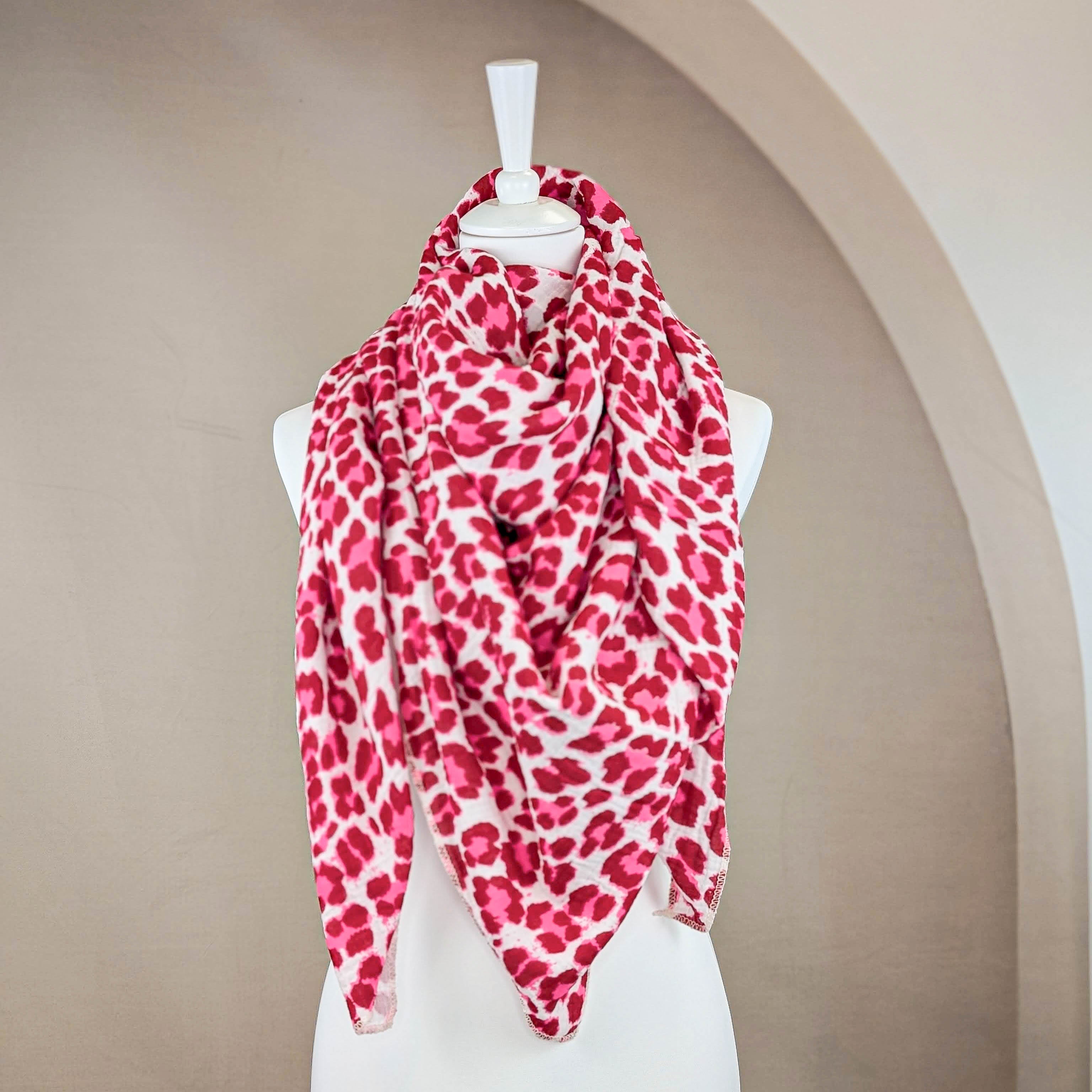 Musselin Tuch XXL - Leo Pink Rot