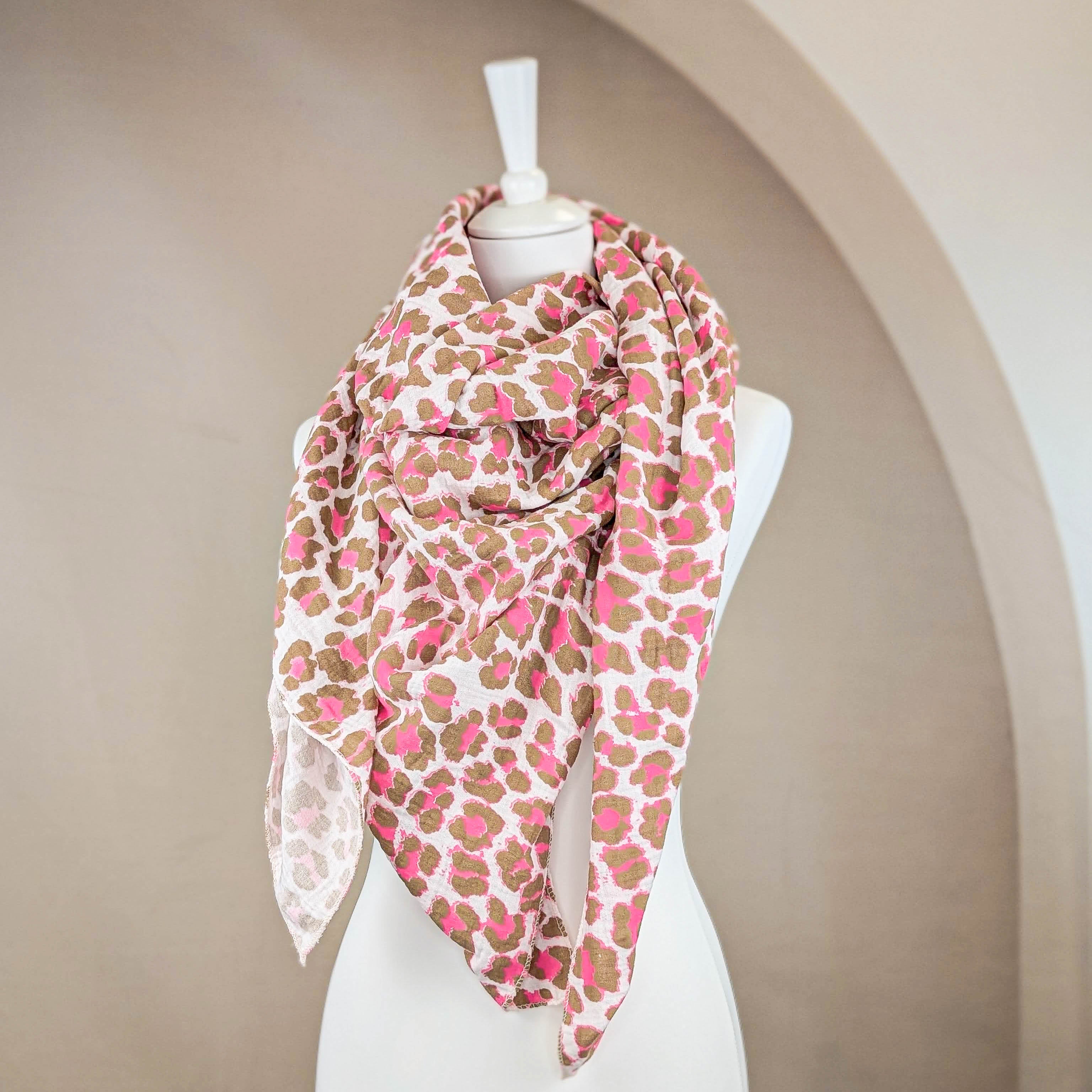 Musselin Tuch XXL - Leo Beige Pink