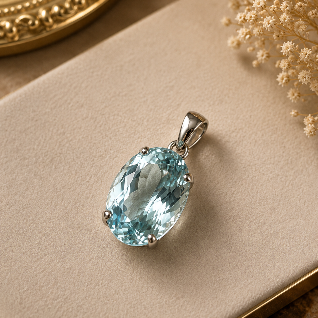 Aquamarin Anhänger aus 925 Sterling Silber