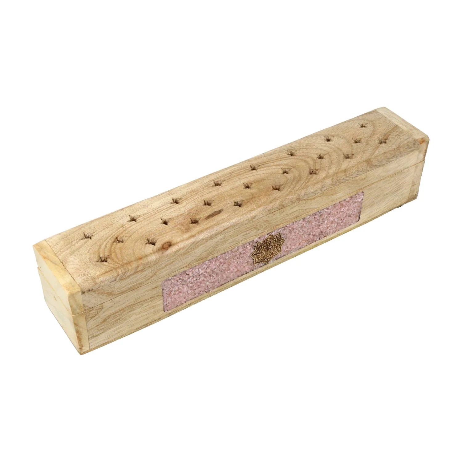 Räucherhalter & Aufbewahrungsbox mit Rosenquarz