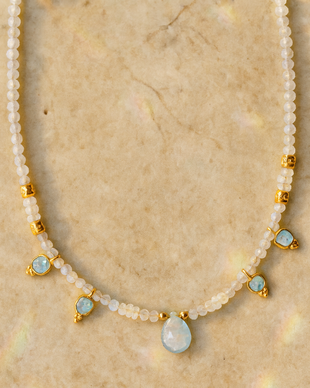 Aurelia Kette – Aquamarin, Labradorit & Morganit
