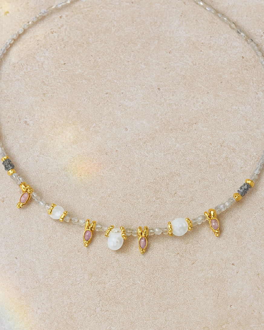 Aurelin Kette – Labradorit & Mondstein