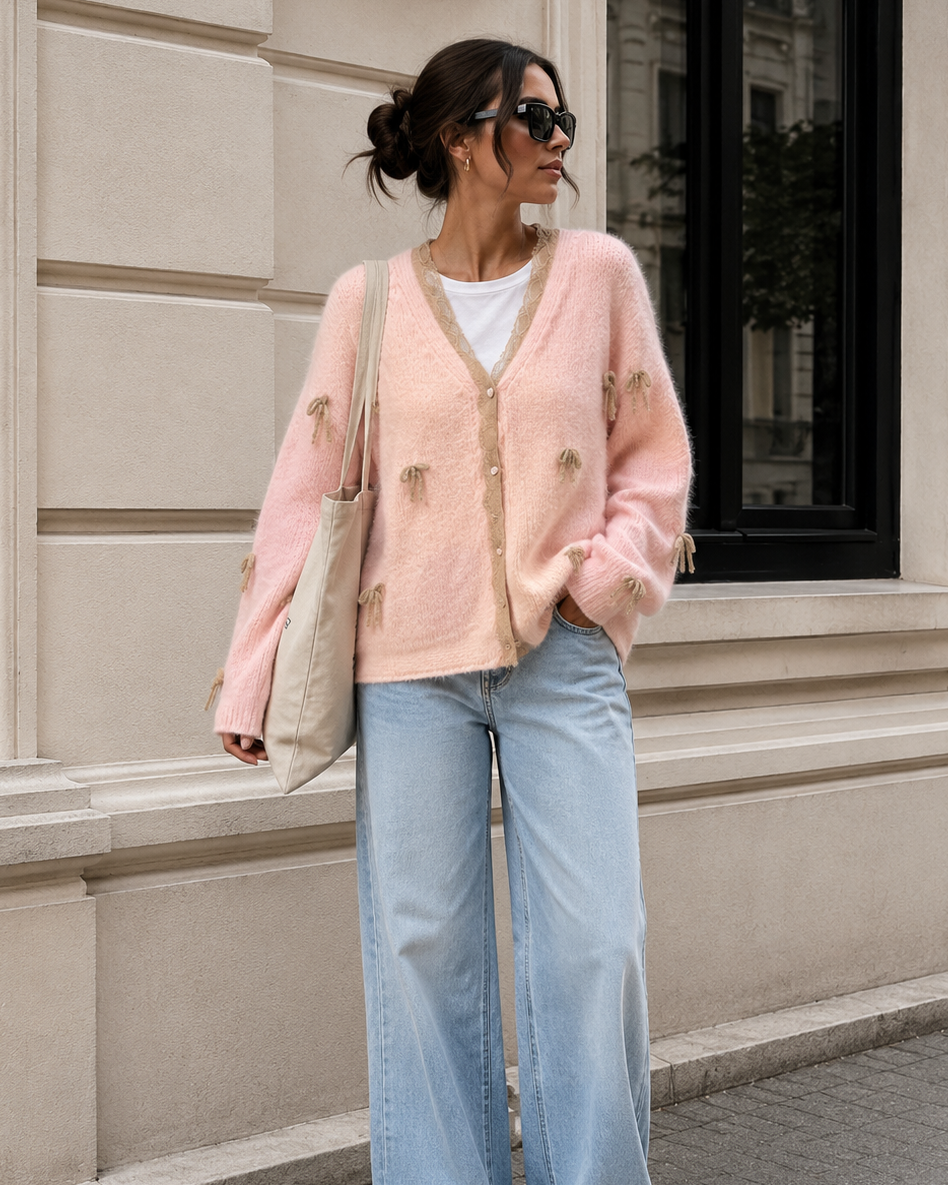 Romantic Lace Cardigan Ballerina – mit Spitzen- & Schleifen-Details