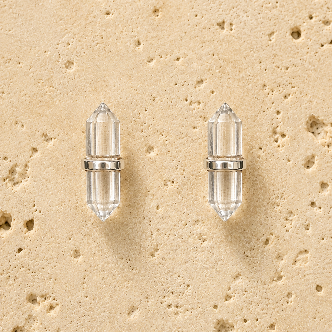 Bergkristall Doppelender Ohrstecker 925 Silber