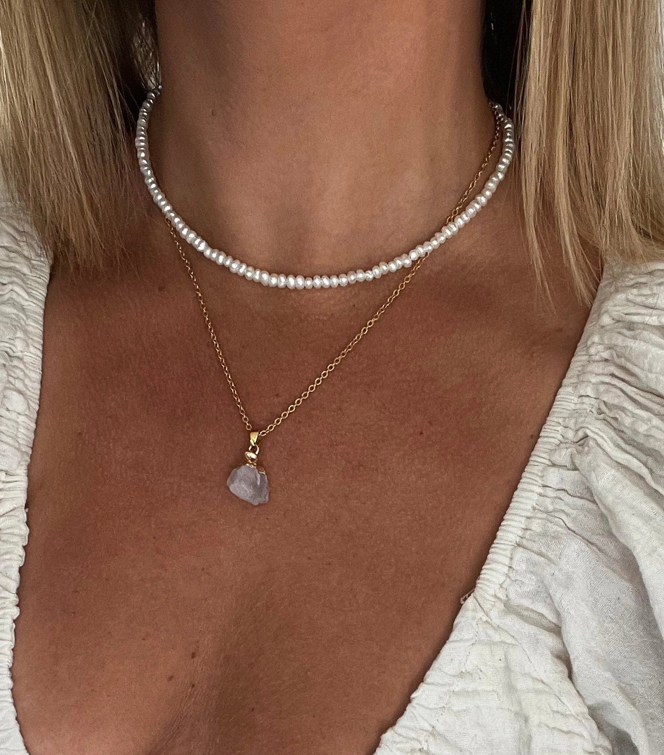Roher Bergkristall Kette