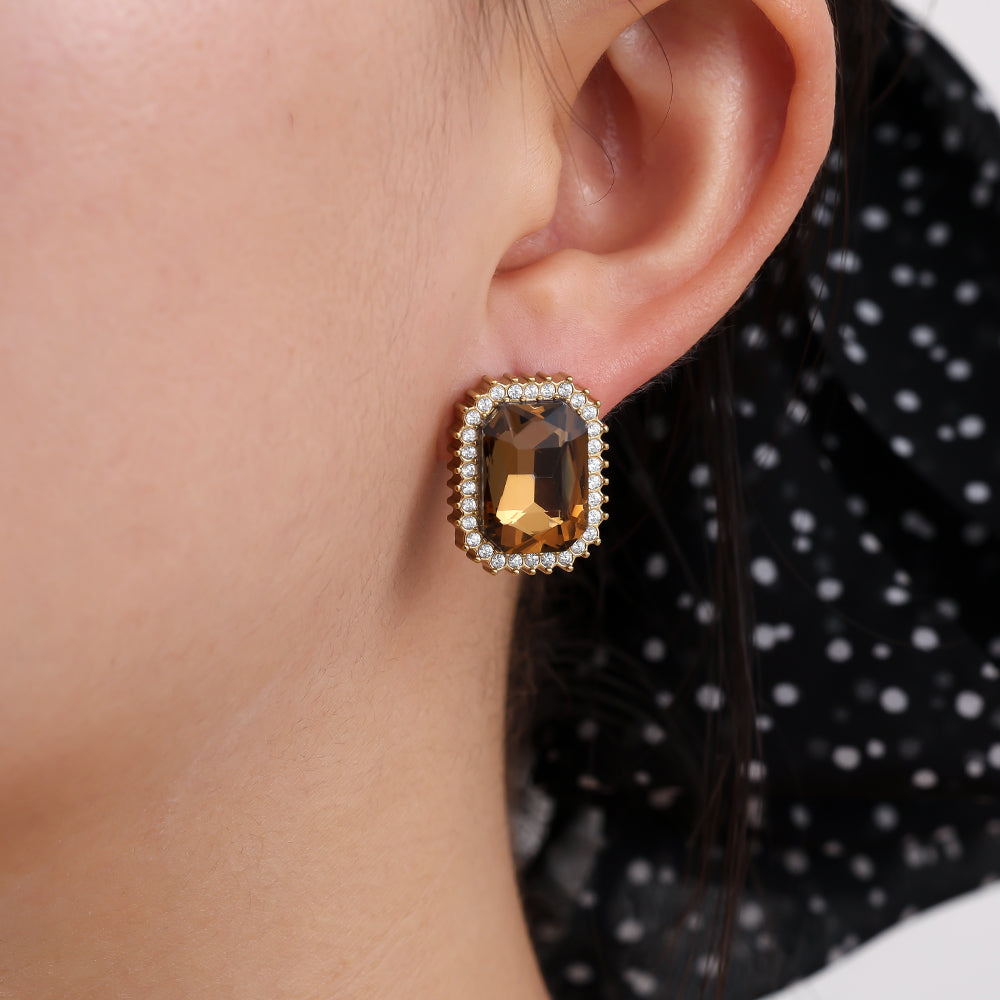 Big Brown Diamond Ohrringe