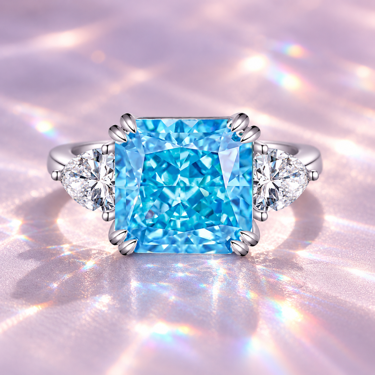 Radiant Diamond – Blue Mirage Ring