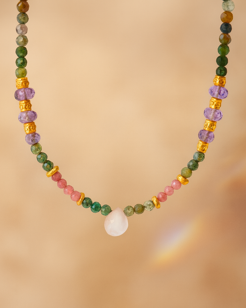 Calira Kette – Achat, Amethyst & Rosenquarz