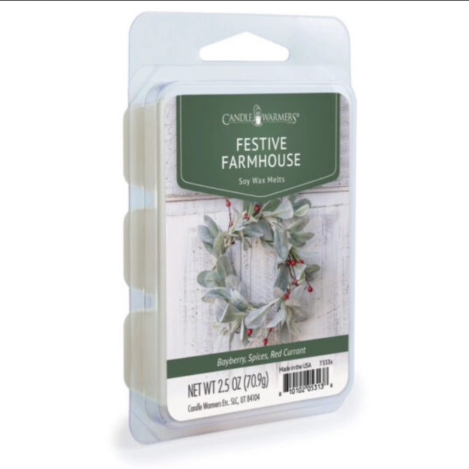 Wachsmelt – Festive Farmhouse | Handgegossen aus 100% Sojawachs, Winterlicher Beeren-Tannen-Duft