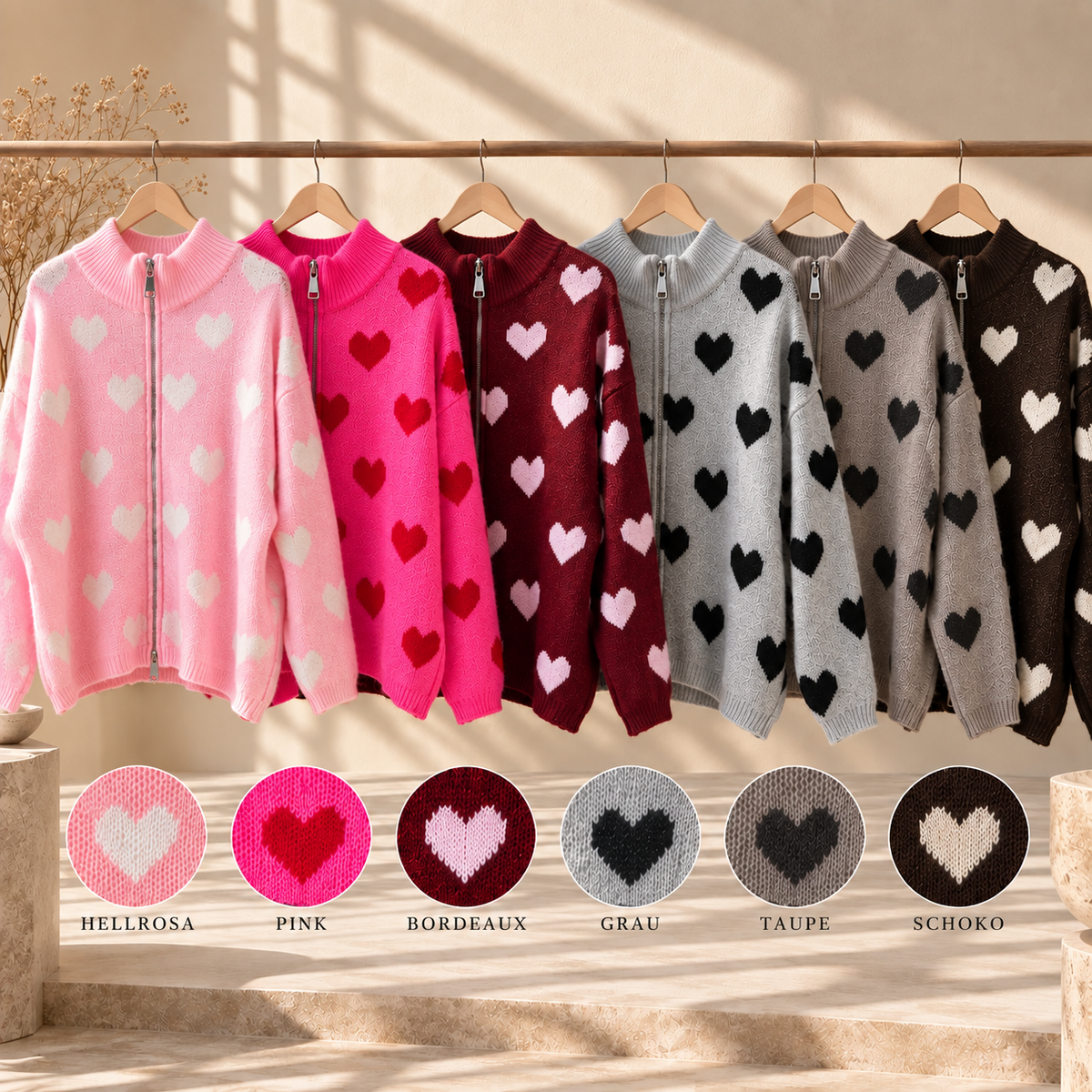 Heart Zip Cardigan - Soft & Cozy