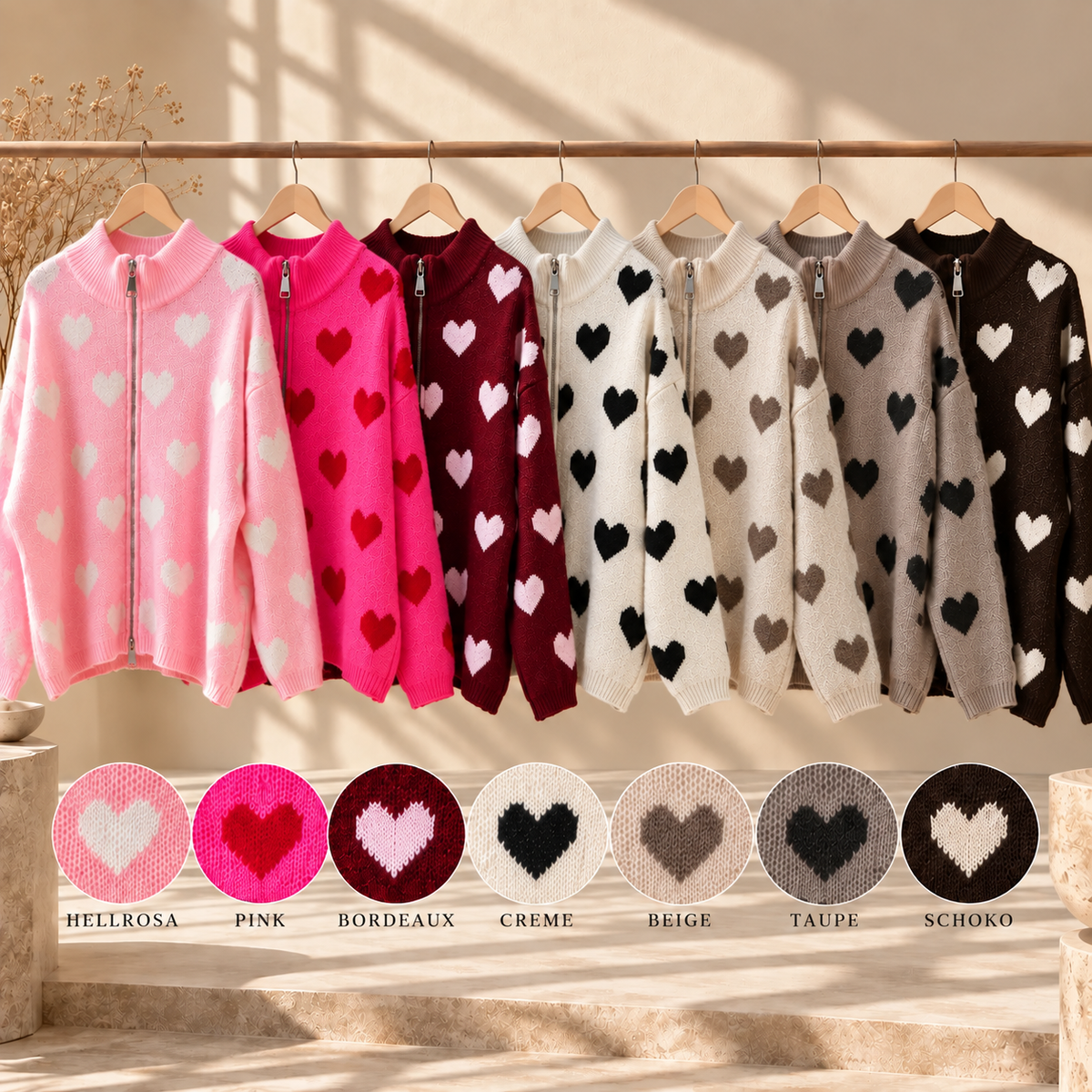 Heart Zip Cardigan - Soft & Cozy