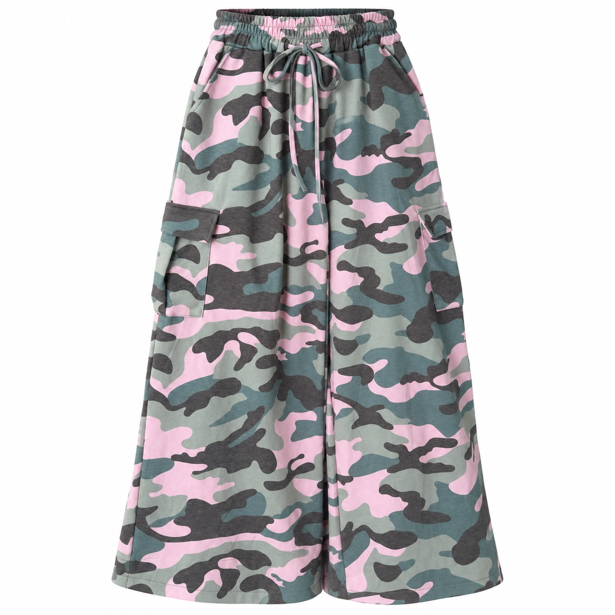 Cargo Hose Camouflage Rosa-Grün – Wide Leg