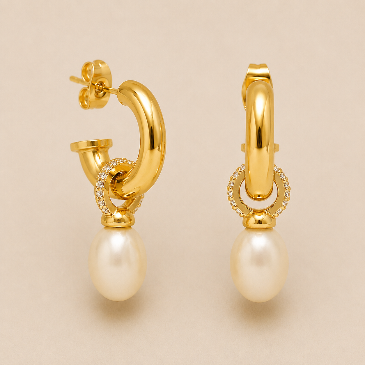 Chunky Pearl Hoops
