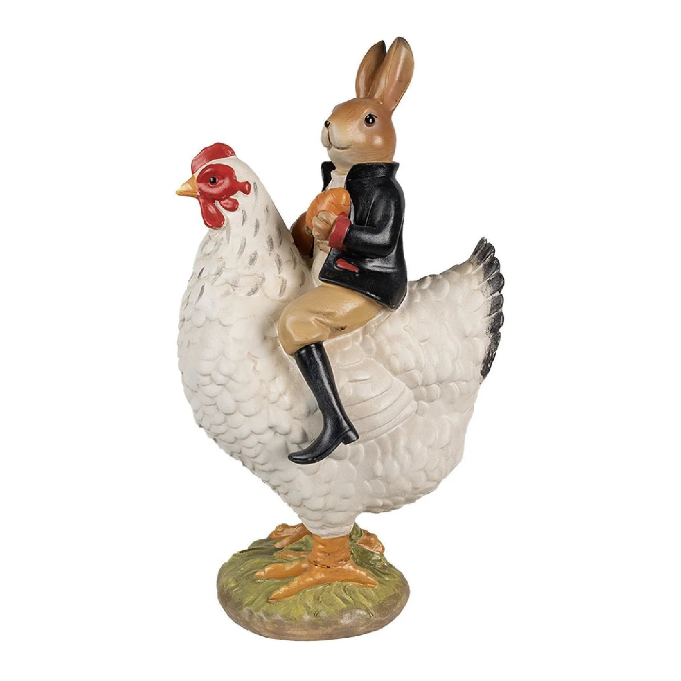 Clayre & Eef Dekofigur Huhn mit Kaninchen 35 cm