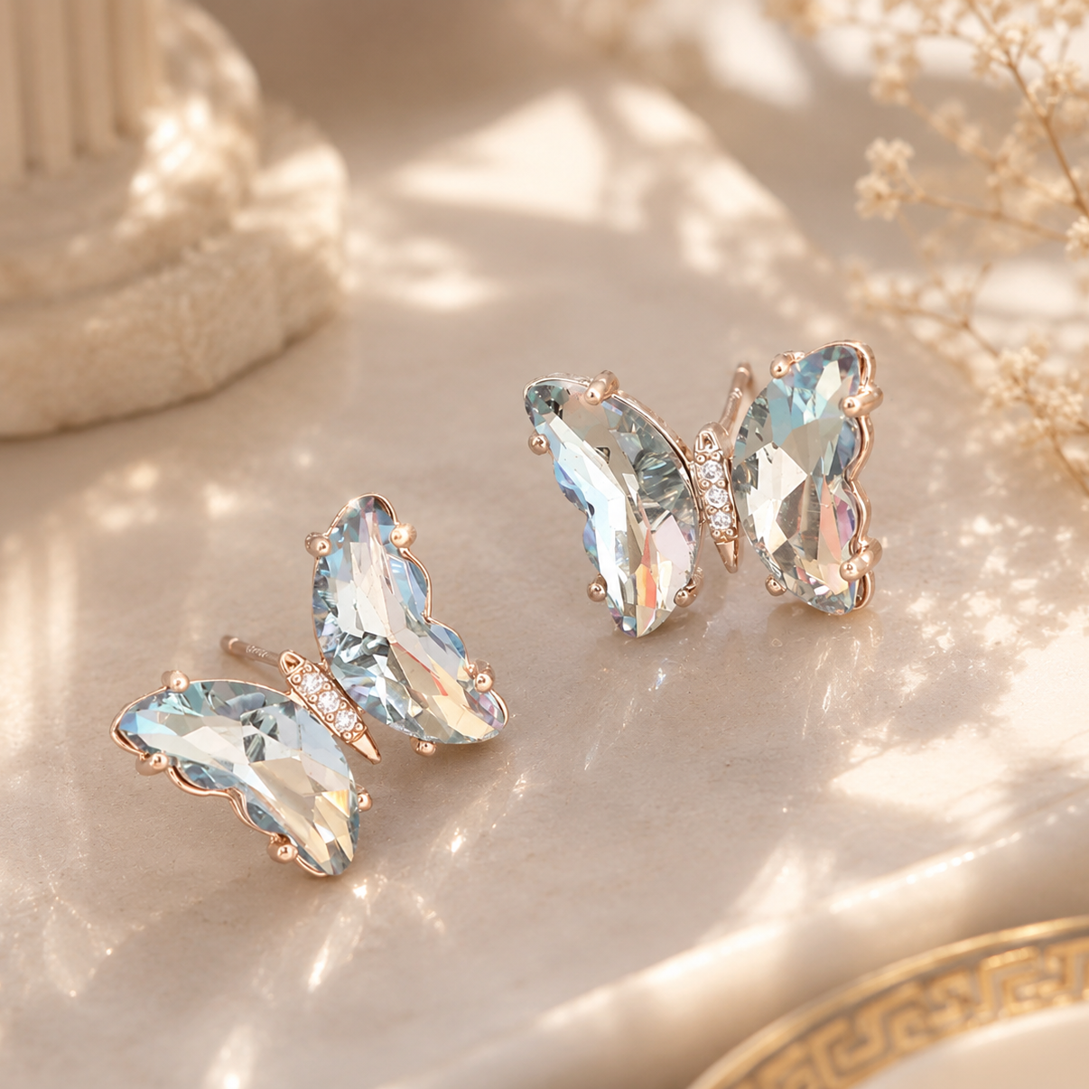 Aura Schmetterling Ohrringe - Crystal Blue