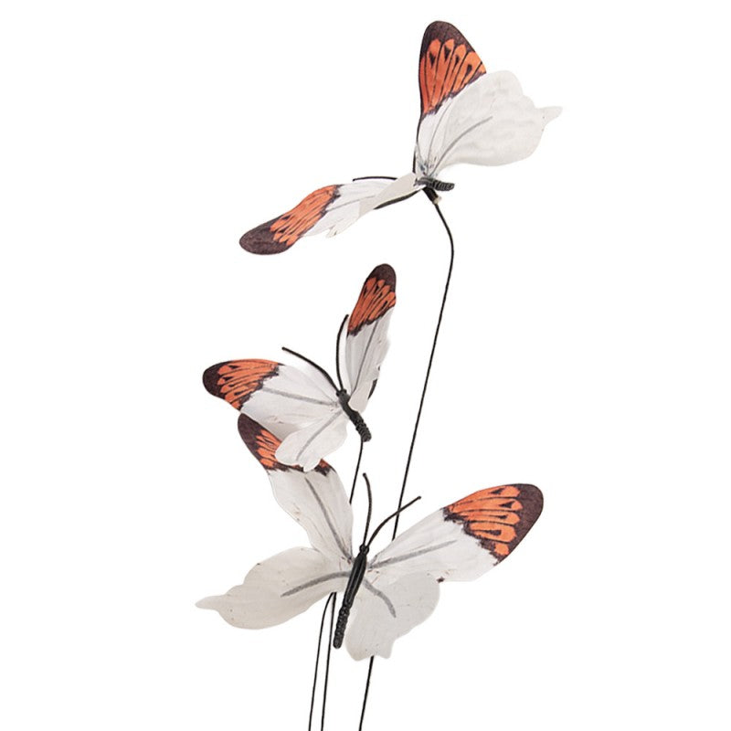 Deko Schmetterlinge am Stil - Creme Orange