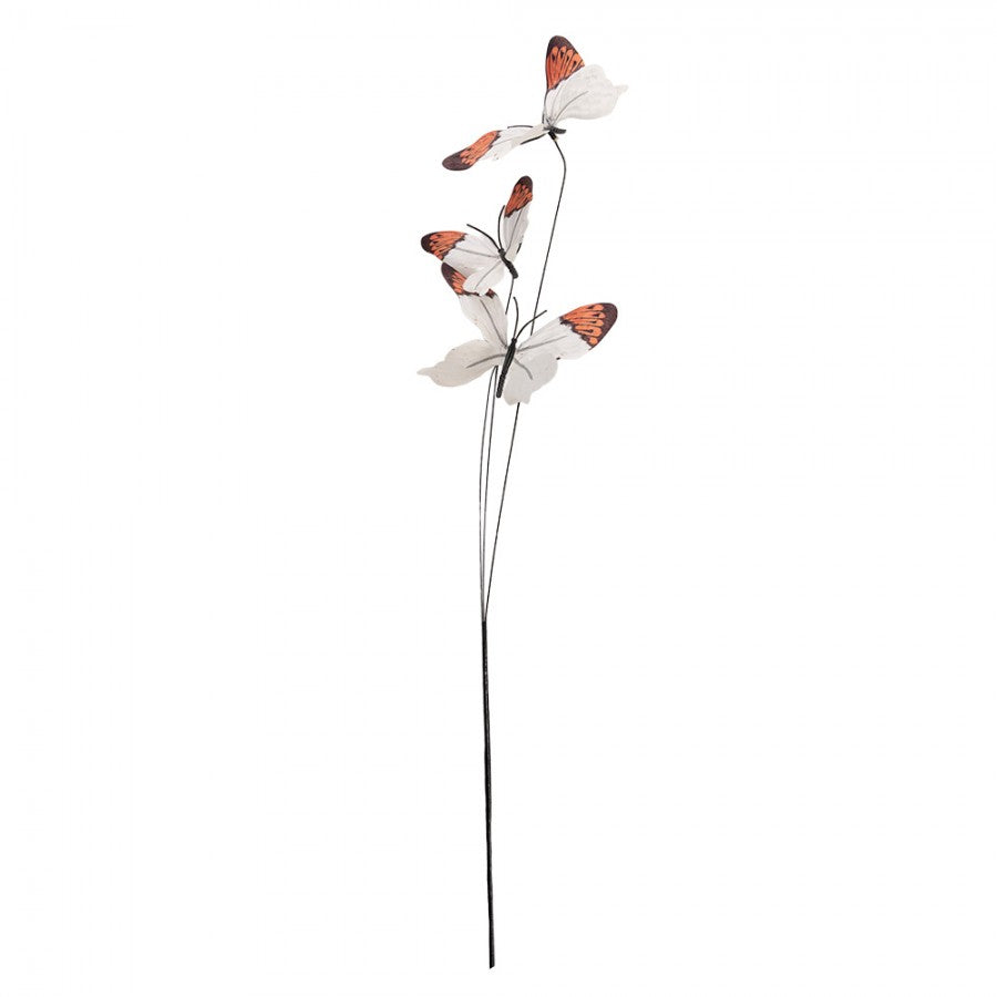 Deko Schmetterlinge am Stil - Creme Orange
