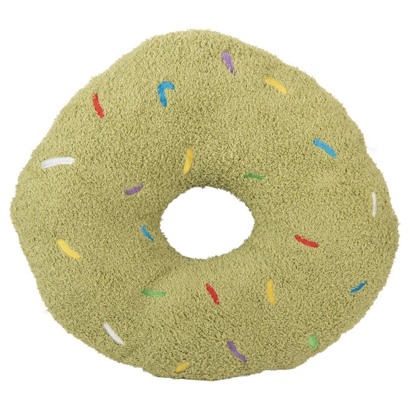Donut-Kissen in Pistaziengrün – Kuscheliges Dekokissen mit Streusel-Design