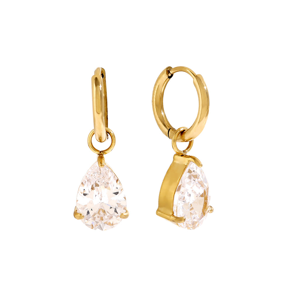 Sparkling Teardrop Hoops