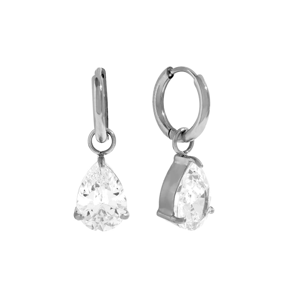 Sparkling Teardrop Hoops