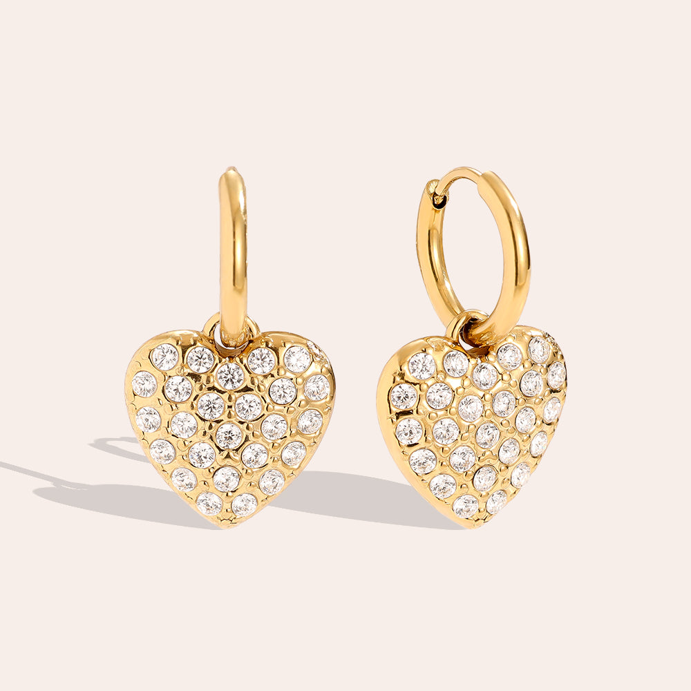 Diamond Heart Ohrringe aus Edelstahl – 2,2 cm Herz-Ohrringe