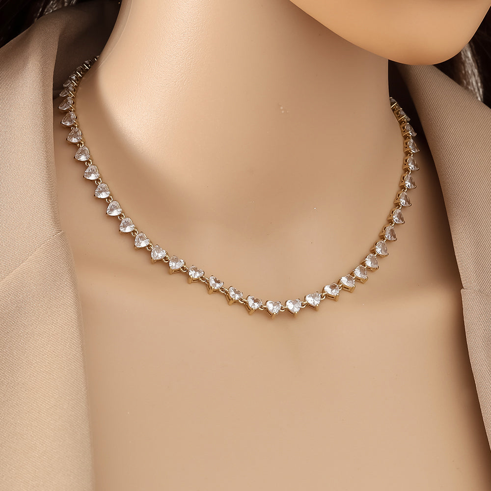 Heart Diamond Tennis Kette