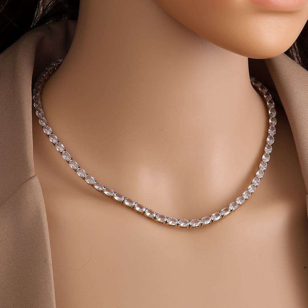 Oval Diamond Tennis Kette