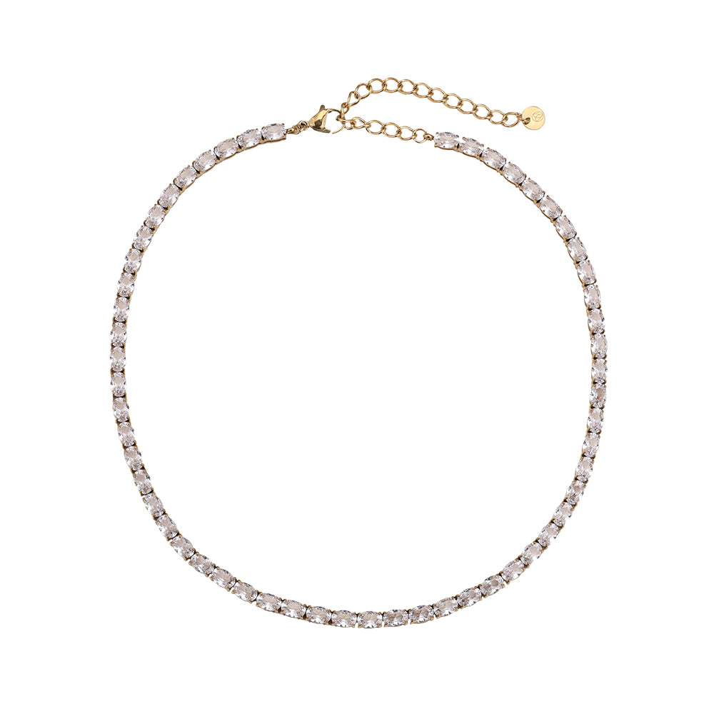 Oval Diamond Tennis Kette