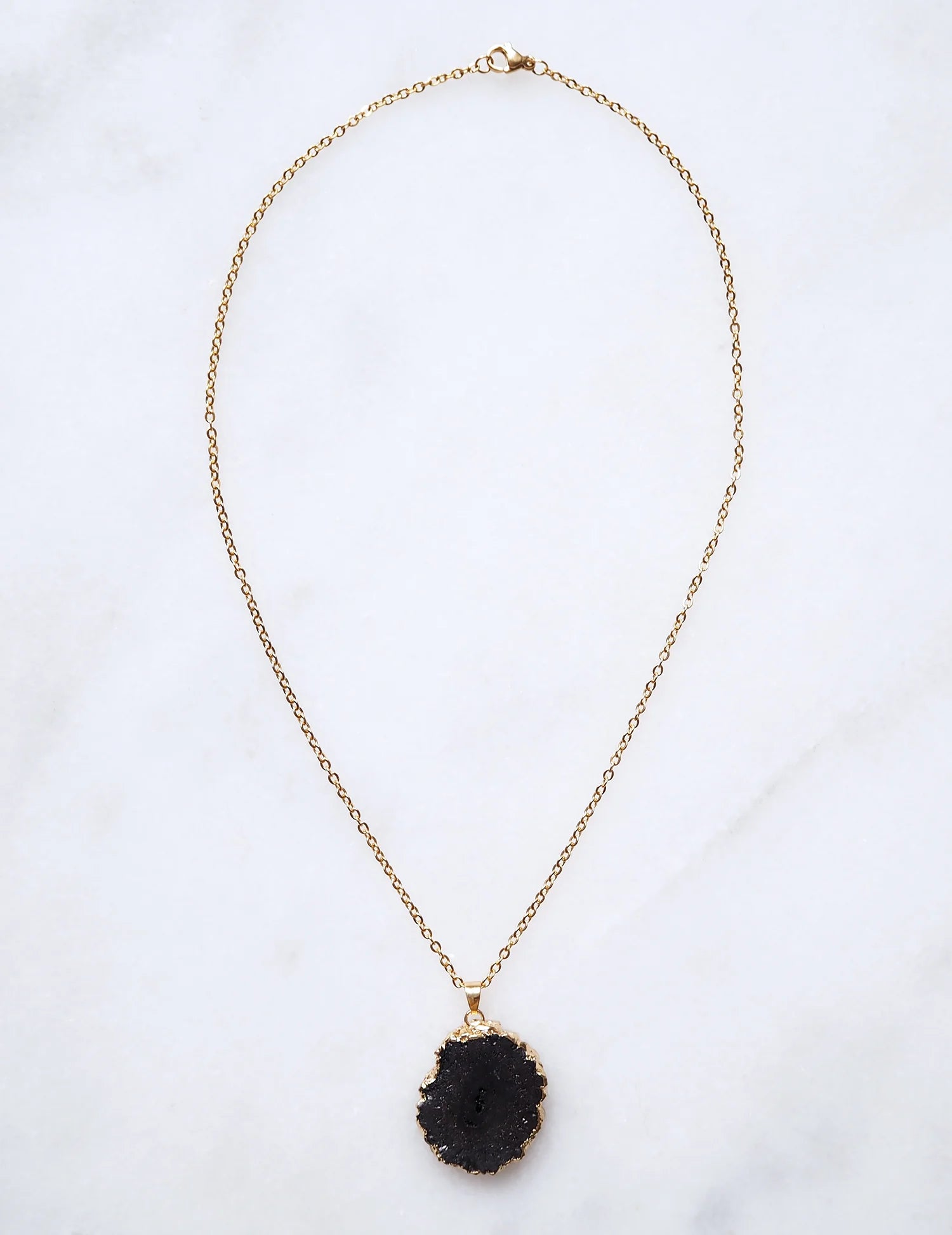 Druzy Achat Kette - Schwarz