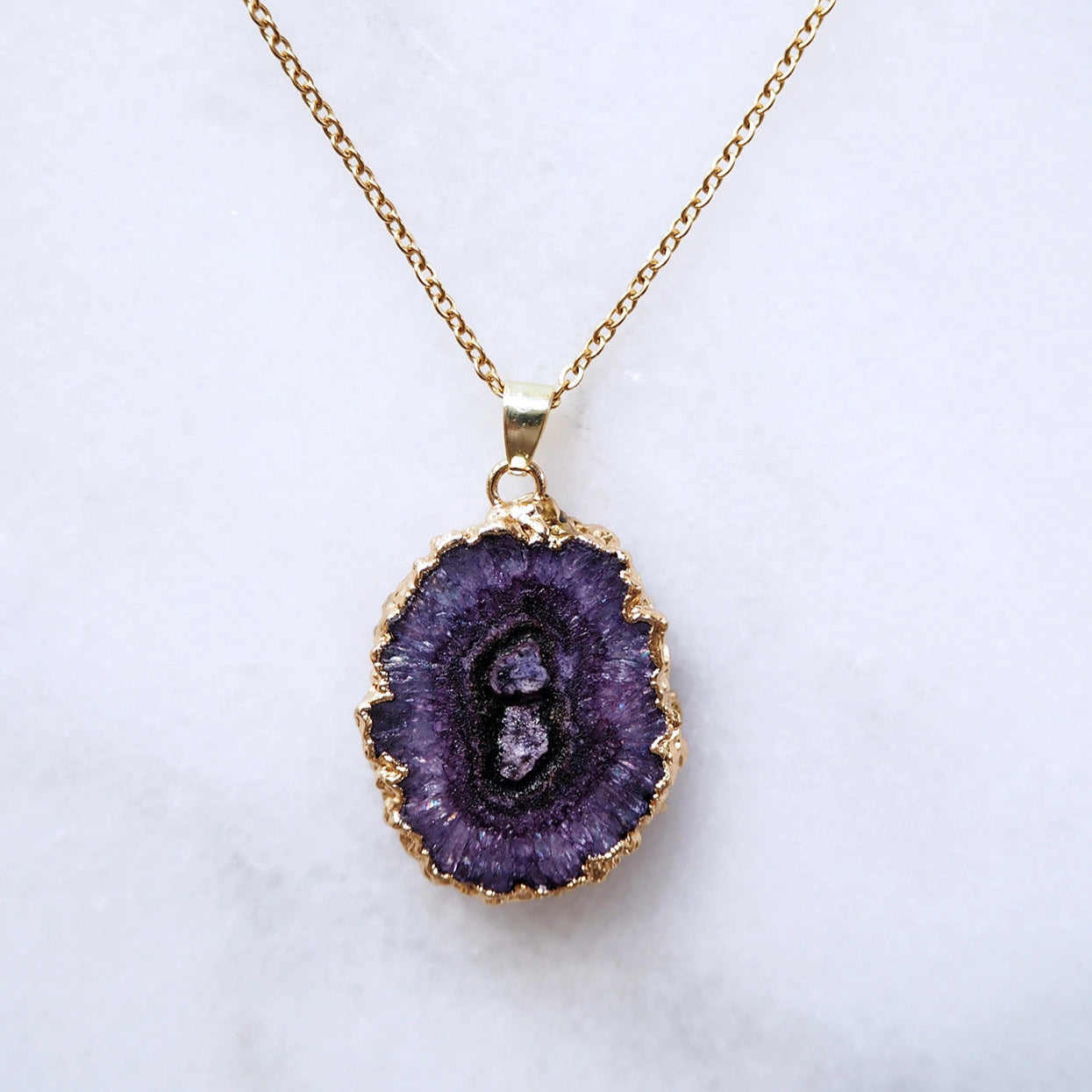 Druzy Achat Kette - Lila