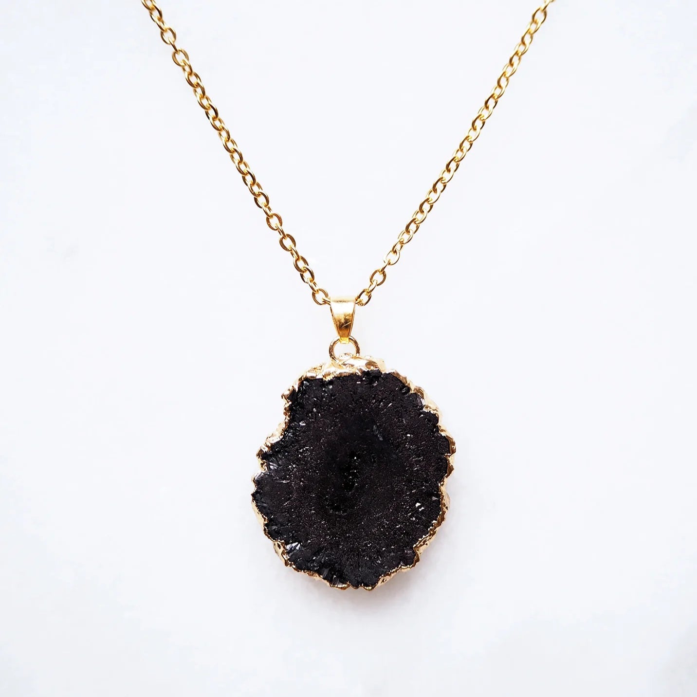 Druzy Achat Kette - Schwarz