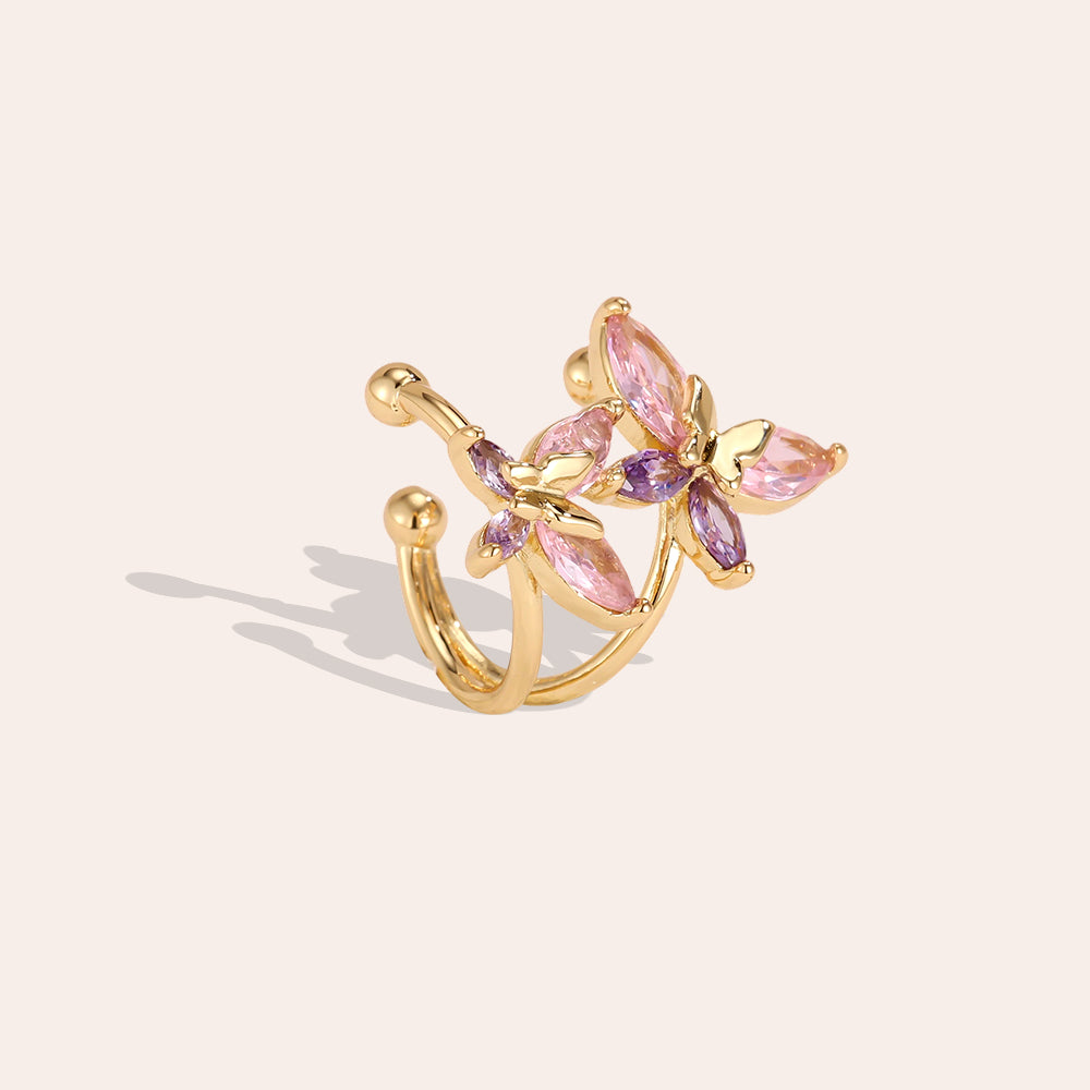 Schmetterling Ear Cuff mit Zirkonia – Gold und Silber