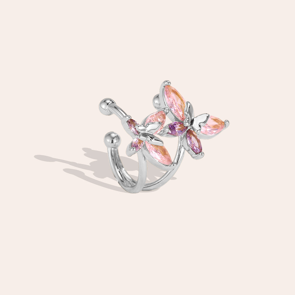 Schmetterling Ear Cuff mit Zirkonia – Gold und Silber