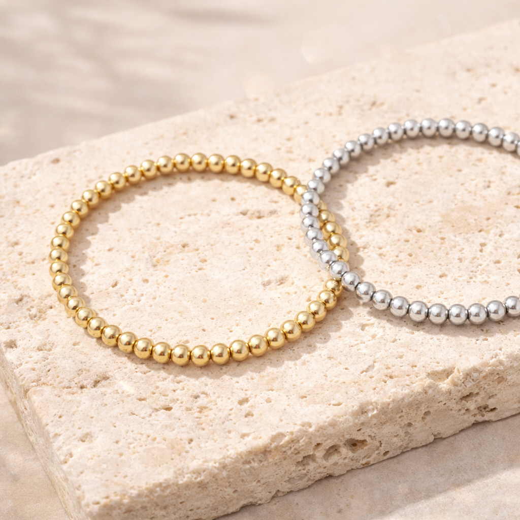 Edelstahl Kugelarmband – Gold oder Silber | 14 Karat vergoldet