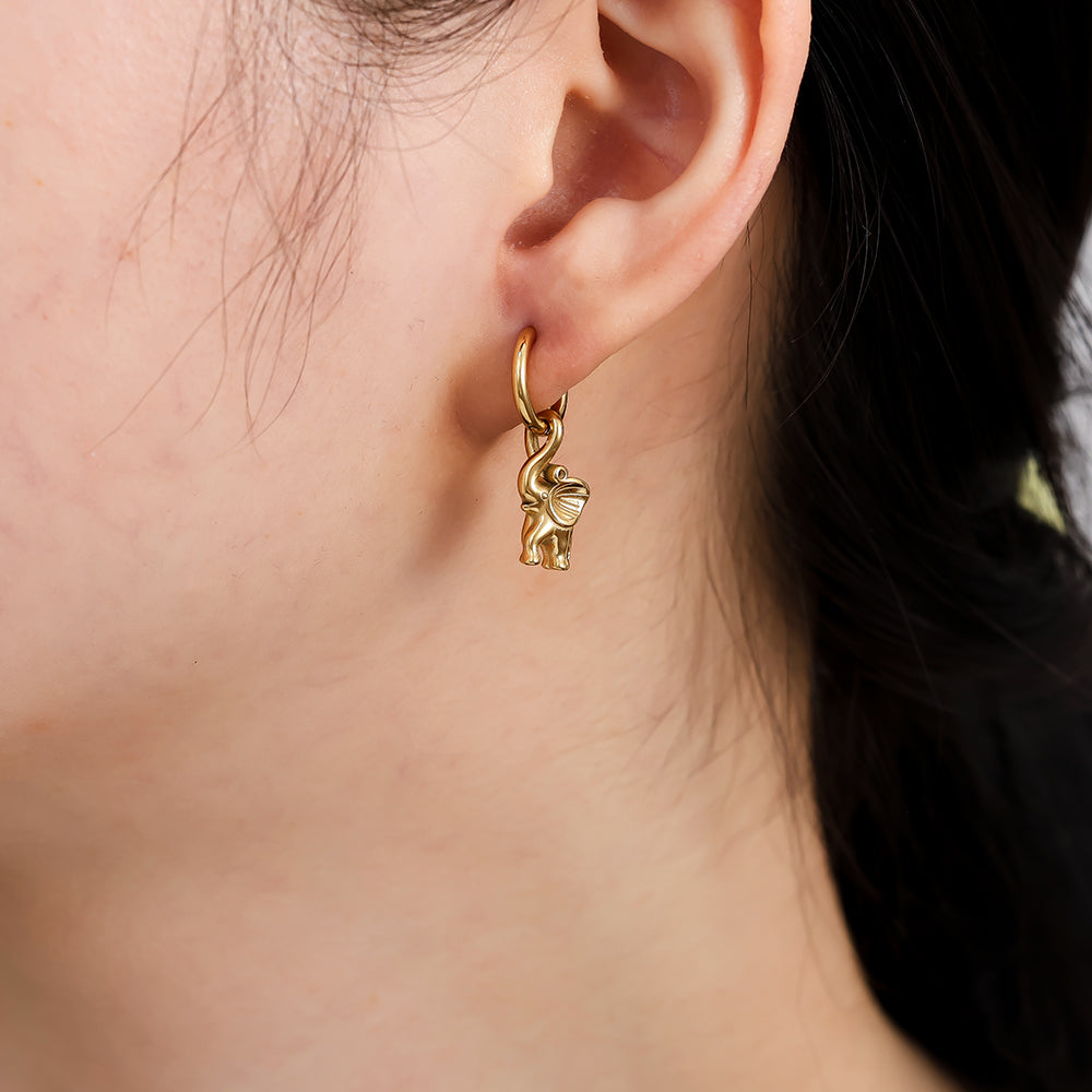 Golden Elephant Charm Ohrringe
