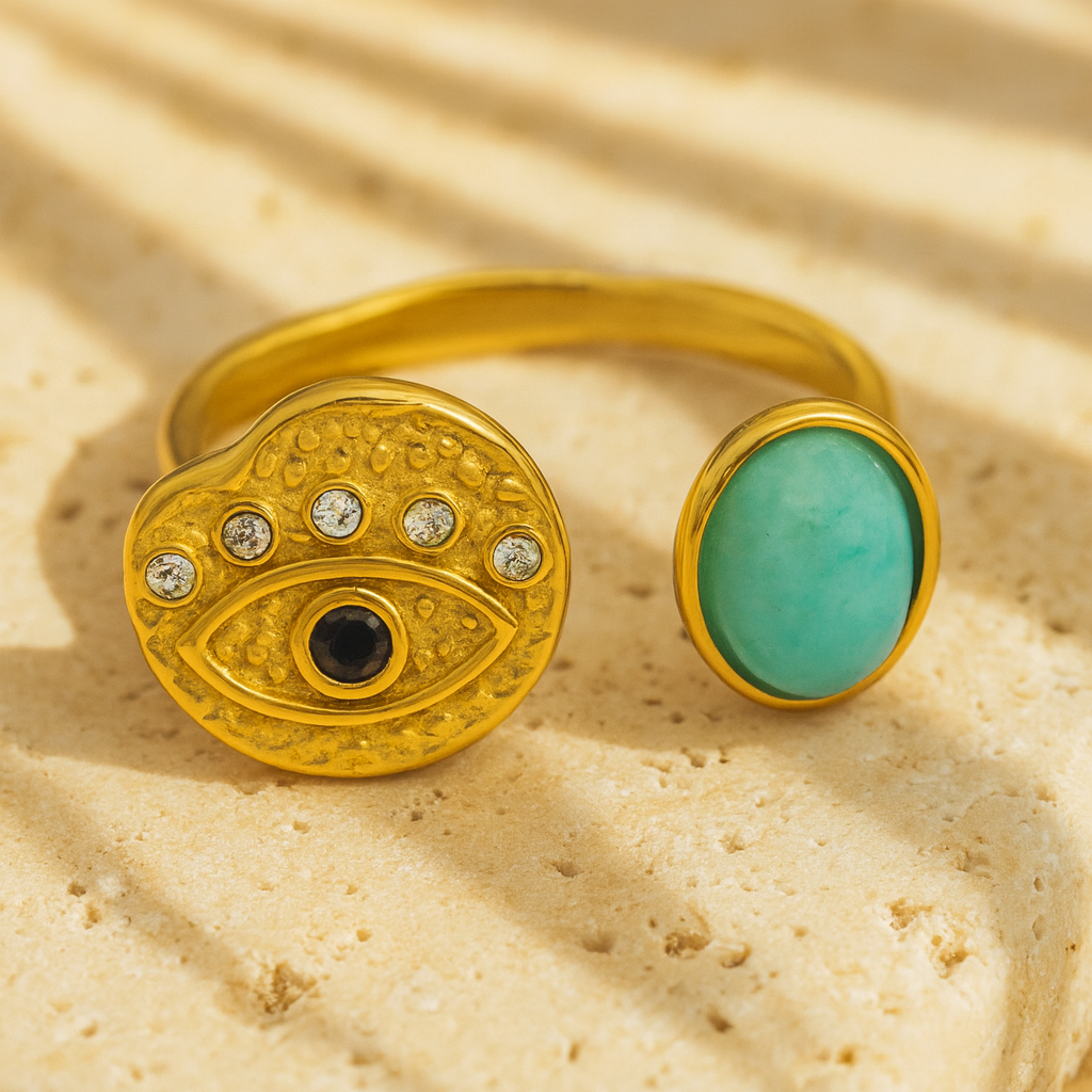 Evil Eye X Amazonit Ring