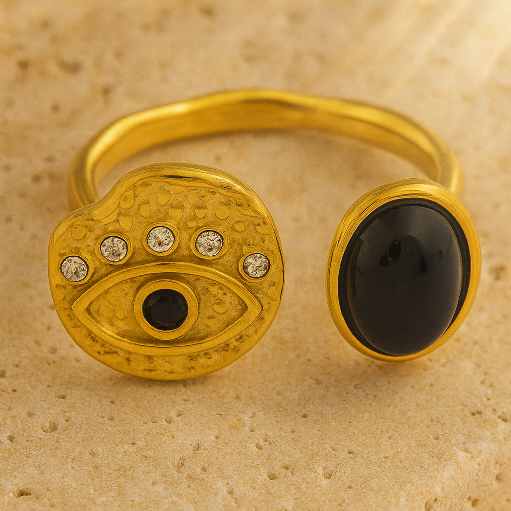 Evil Eye X Onyx Ring