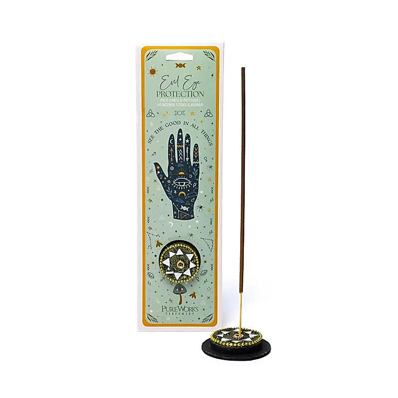 Pure Works Räucherstäbchen „Celestial Magic – Evil Eye Protection“ mit Räucherstäbchenhalter