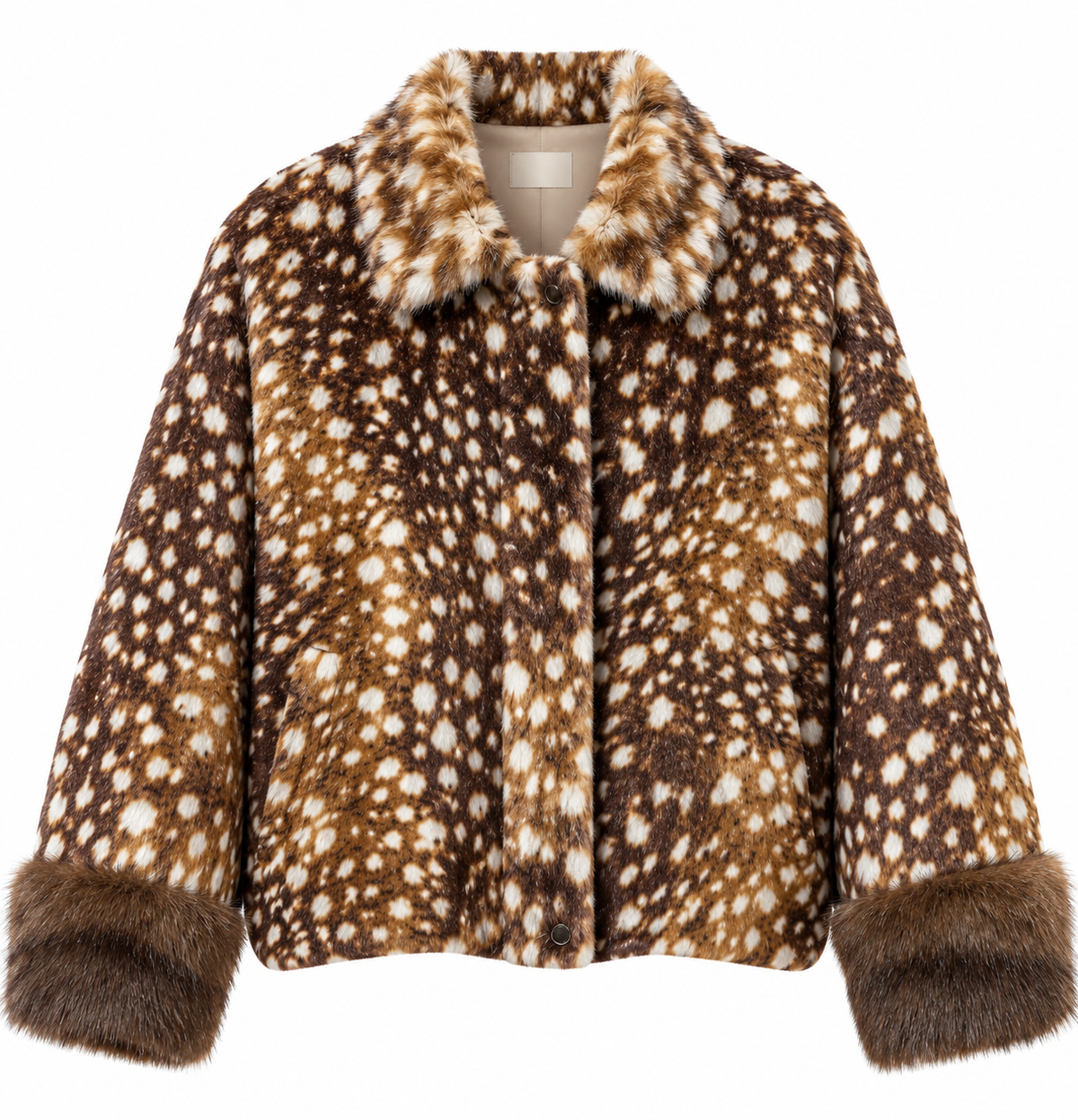 Fawn Print Kunstfelljacke – Wild Darling