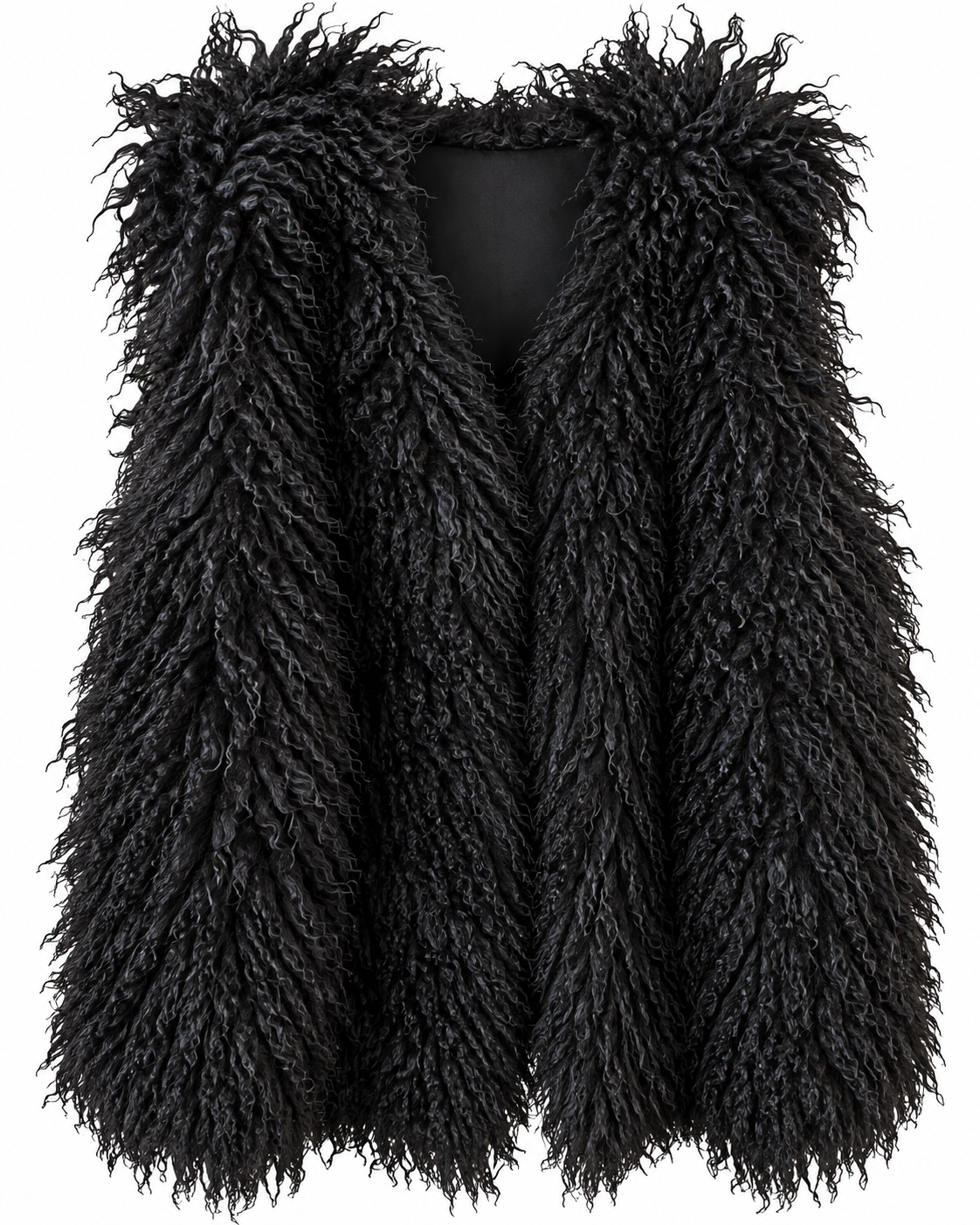 Flauschige Curly Weste - Schwarz