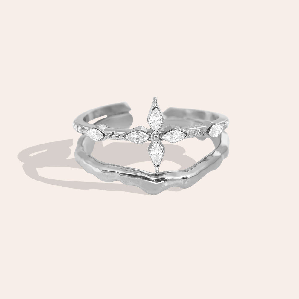Aurelia Kreuz Doppelring mit Zirkonia